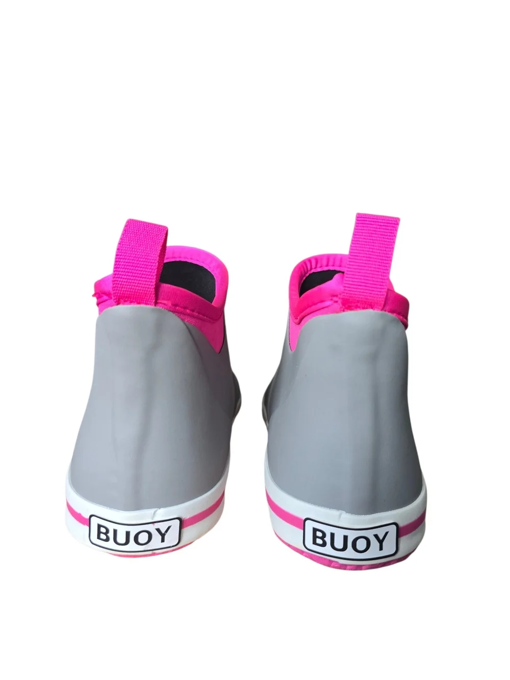 Buoy Chidren's Gray and Pink Rain Ankle Rubber Slip On Boots | Size 4
